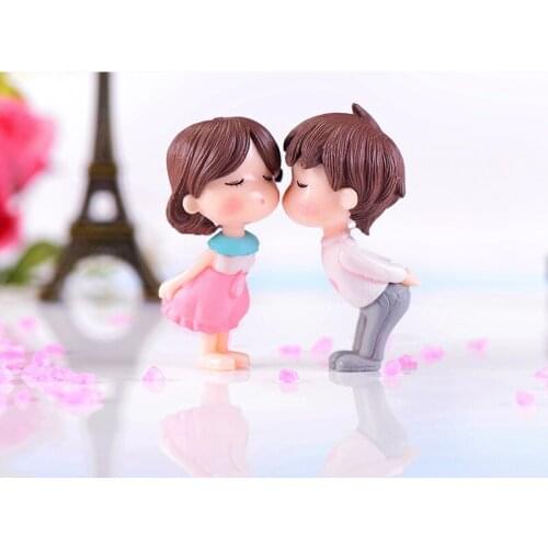 2Pcs Mini Couple Figure Doll Diy Garden Bonsai Decor Ornament Kid Toy Miniature Figurine People Statue Resin Craft