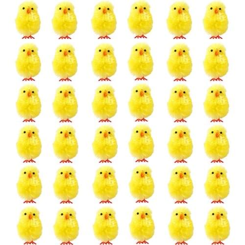 Artificial Chicken Mini Chicks Set Lovely Chemical Fiber Yellow Cute 36pcs Party Gift Easter Eggs Bonnet Decoration
