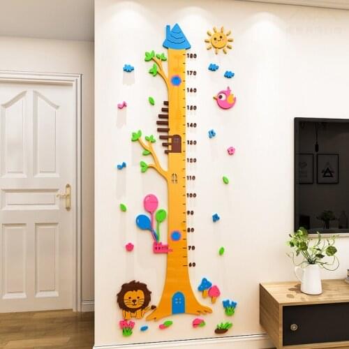 Cartoon animal child baby height wall sticker 3d self-adhesive kindergarten height ruler Childrens room decorative wall sticker
