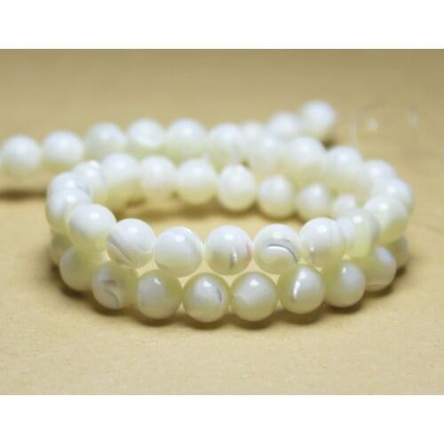 Natural Round Trochus niloticus Top Shell Stone White Beads For Jewelry Making DIY Bracelet Necklace 4/6/8/10 mm Strand 15