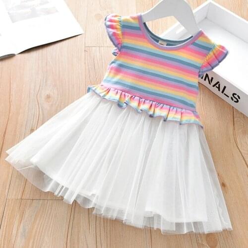 New Summer Childrens Dresses, Baby Dresses, Girls Dresses, Striped Sleeveless Gauze Dresses, Childrens Princess Dresses