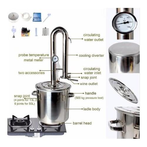 12L 22L 36L Litres New Home Stainless Water Distiller Moonshine Still Brandy Vodka Oil Alcohol White Spirit Grape Wine Making