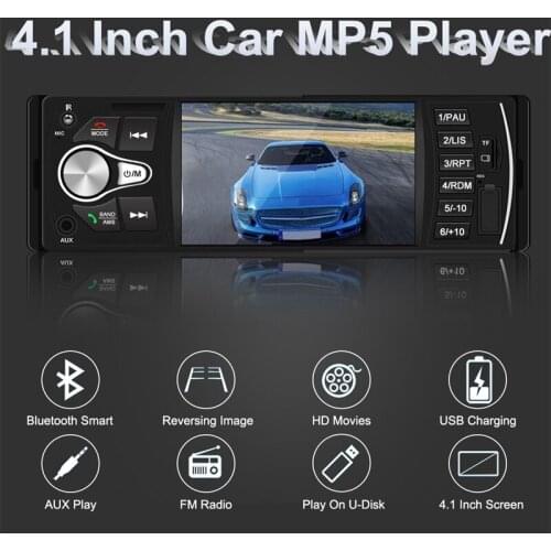 Single Din Autoradio 4.1 Inch Radio Audio Stereo USB AUX FM Audio Player Radio Station Car Audio with Remote Control