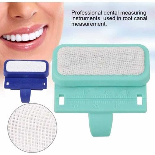 Blue Plastic Dental Endodontic Files Measure Ruler Oral Cleansing with Finger Ring Tools Dental Root Canal Measuring Instrument