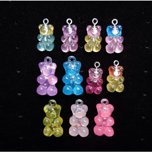 TBAEW Gummy bear Charms Pendants Flat backResin Cabochon for DIY necklace earring keyring Jewelry Making Accessories