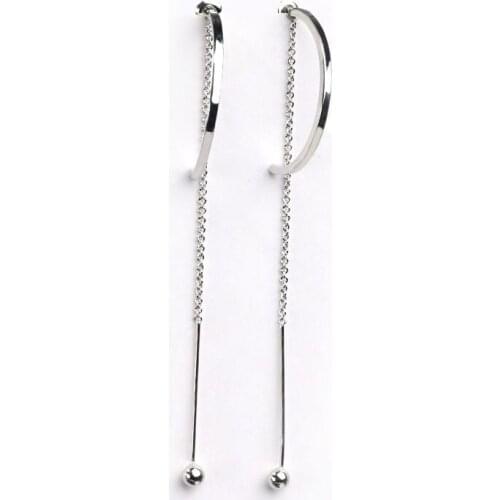 Half Circle Long Chain Stick Bead Pendant Golden Silver Plated Drop Earrings Dangle Earrings for Women