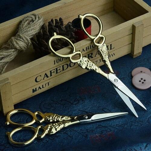 Dressmaking Gilded Antique Vintage Embroidery Mini Sewing Scissors for Cut Cloth Stainless Steel Thread Gold School Scissors E