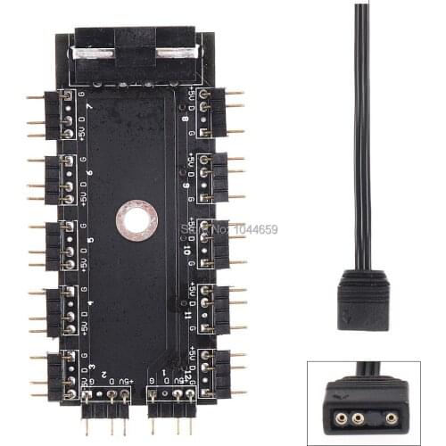 PC IDE/SATA Optional 1 to 11 ARGB HUB Ports 5V 3Pin Hub expander Splitter Cable 4.5A For Lighting Sync Cooler Cooling Adapter