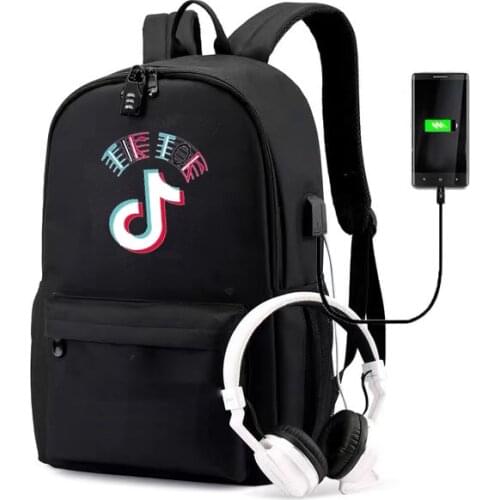 Tik Tok Backpack Teenagers Students School Bags USB Charge Schoolbag Tik Tok Laptop Mochilas For Teenager Boys Girls School Bag
