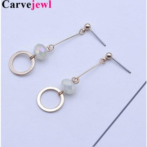 Carvejewl post earrings glass faceted beads small round circle dangle earrings for women jewelry new Korean earrings wholesale