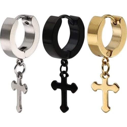South Korea Has A Circular Cross Pendant Buckle Ear Personality Titanium Plating Earring for Women Girl Free Shipping