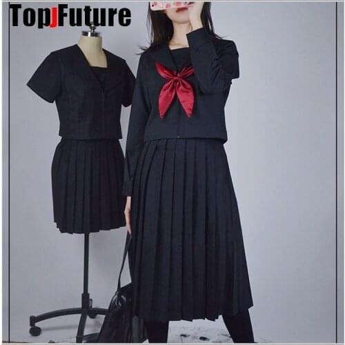 DARK BLACK Orthodox college style Japanese student school uniform JK Uniform suit BAD GIRL GIcosplay sailor suit class suit
