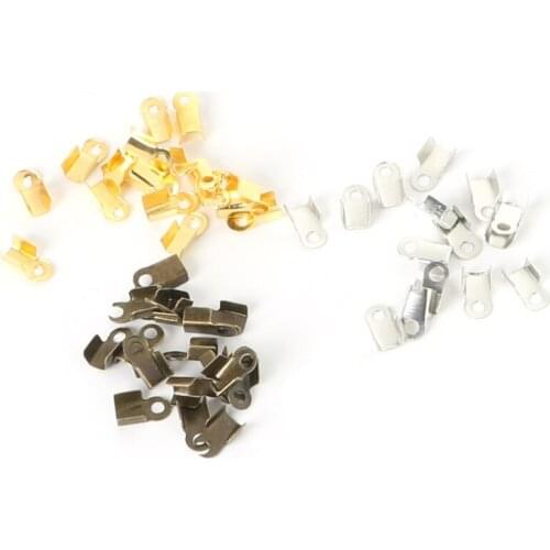 300pcs 6x13mm Rhodium/Gold/Bronze Plated Leather Cord End Caps End Clasps Crimp Beads Metal Connectors DIY Jewelry Making