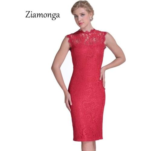 Ziamonga New Bodycon Cocktail Party Elegant Sleeveless Zip Back Floral Lace Dress Knee Length Bandage Dresses Sexy Women Dress