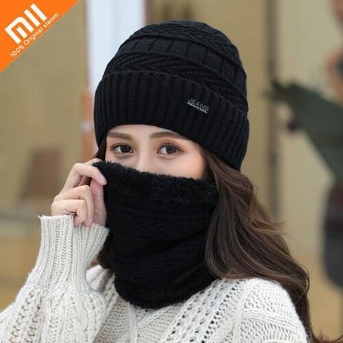 Xiaomi Winter Hats Men Women Fashion Beanie Hat Coral Fleece Winter Cap Unisex Scarf Caps Set Warm Breathable Knitted Hat Bonnet