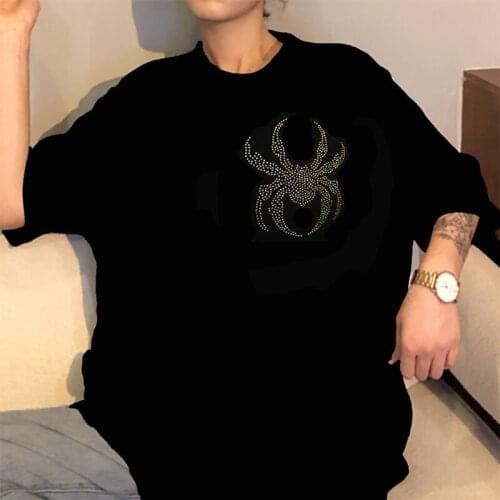 10 piece/lot !DIY fashion spider Chest hotfix rhinestones, heat transfer design iron on motifs,rhinestone for garment,T-shirt