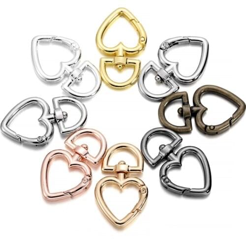 5Pcs/lot Peach Heart Shape Metal Lobster Clasp Hooks Key Ring Connectors For DIY Keychain Jewelry Making Supplies Accessories