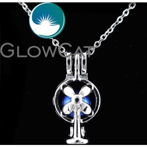 GLOWCAT K673 Electric Fan Beads Cage Perfume Essential Oil Diffuser Pearl Cage Locket Necklace Women Funny Gift Jewelry