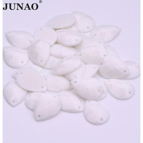JUNAO 10x14mm 18x25mm White Crystal Sew On Drop Rhinestones Acrylic Flatback Strass Crystal Beads Sewing Stones DIY for Crafts