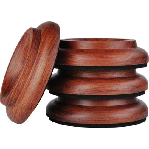 Box of 4pcs Rosewood Soild Wood Upright Piano Caster Cup Foot Pad with EVA PAD Shockproof