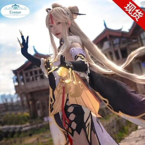 Game Genshin Impact Cosplay Costume Ningguang Cosplay Costume Women Sexy Costume Halloween Dress Shorts Glove Full Set
