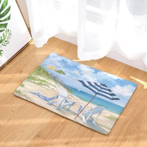 Beach Landscape Painting Series Non Slip Shower Mat Bathroom Carpet Bath Mat Rugs Home Decoration Floor Mat Kitchen Mat
