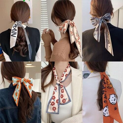 New Vintage French Long Ribbons Hair Ties Headband Women Scarf Headscarf Hair Bands Bandana Turban Ponytail Bow Hair Accessories