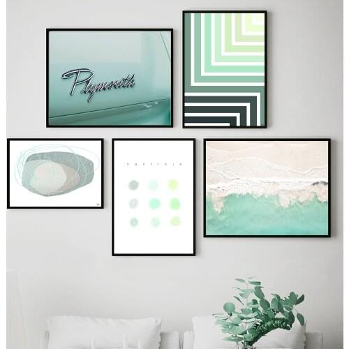 Nordic Poster Beach Canvas Painting Abstract Wall Art Print Partysu Green Modern Picture For Living Room On The Wall Home Decor