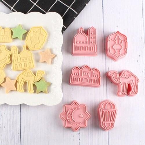 QIFU Eid Mubarak Camel Moon Star Biscuit Mold Cookie Cutters Set Ramadan Islamic Muslim Party Cake Baking Tools Cookies Decor