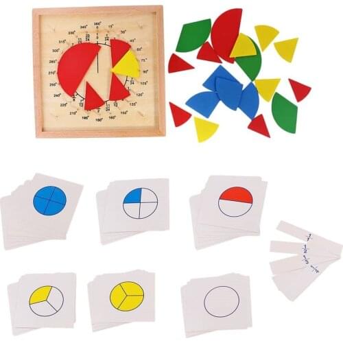 Montessori Mathematics Wooden Circular Fraction Scoreboard + Digital Cards Intelligence Development Toy
