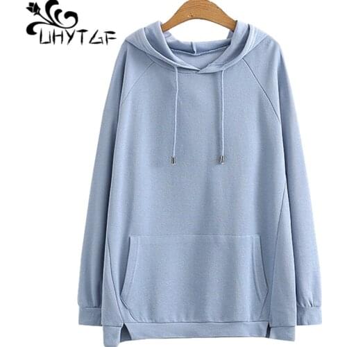 UHYTGF Cute Girl Spring Sweatshirt Long Sleeve Pullover Casual Women4XL Plus Size Jacket Korean Loose Oversized Hoodie Coat 1517