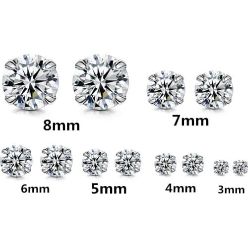 925 Sterling Silver Zircon Round Stud Earrings For Women Wedding Jewelry Female Pendientes eh1384