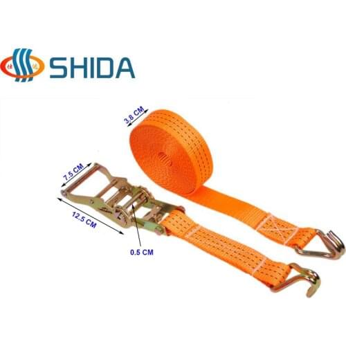 1 Set 1.5 inch 3.8 cm x 1.5 - 12 Meters Steel Cargo Lashing Strap Ratchet Tie Down with Hook Polyester Webbing Sling