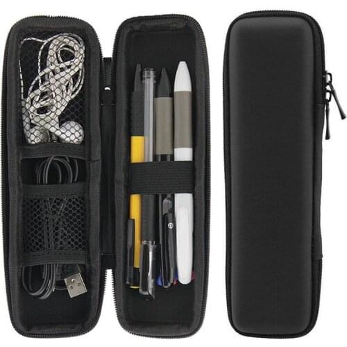 1pcs Black Pen Pencil Case - PU Leather Pencil Box Earphone Bag Vintage Style Stationery Pen Case Pen Bag Office School Supplies