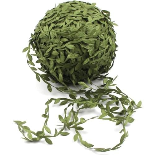 10M Silk Leaf-Shaped Handmake Artificial green Leaves DIY For Wedding Box Decoration Foliage Handmade Craft Wreath