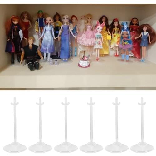 12pcs Transparent Doll Standing Waist Support Display Bracket Plastic Doll Stand Holder DIY Prop Model Dollhouse Accessories