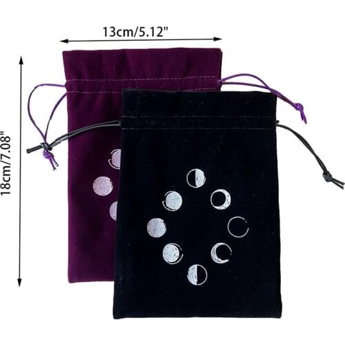 1x Velvet Tarot Storage Bag Moon Phase Oracle Card Divination Bag Board Game Bag
