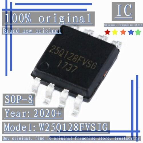 2020+ 100% Brand new original 2PCS-10PCS W25Q128FVSIG SOP-8 FLASH capacity 128M-bit speed 104MHz