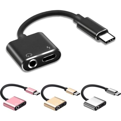 2 in1 Type-C to 3.5mm Headphone Jack Adaptor/Connector Charger, Earphone Aux Audio & Charge Adaptor