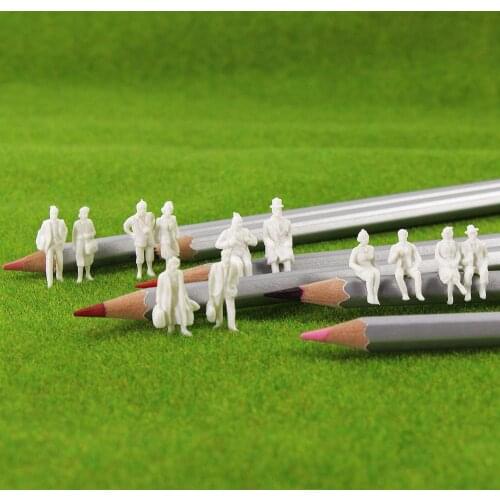 200pcs HO scale 1:87 White Unpainted Standing Seated Passenger People Sitting Figures Model Train Layout P8715B