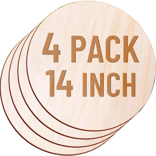 4 Pack 14 Inch Wood Circles for Crafts, Round Wood Plywood Circles Unfinished Wood