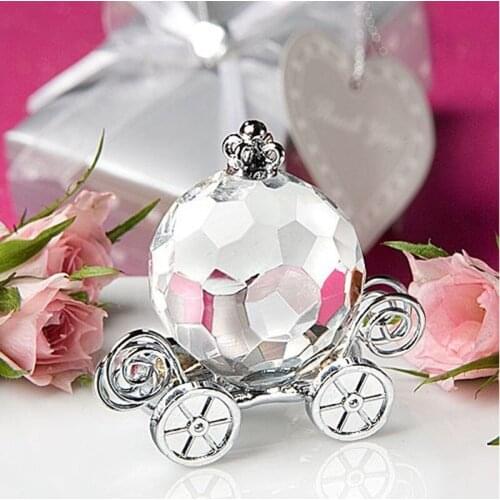 50pcs Crystal Pumpkin Car Carriage Figurines Wedding Party Favors Gift Decoration Home Ornament Christmas Party Glass Decoration