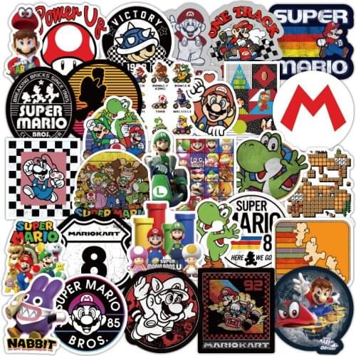 50 pcs Cartoons Super Mary Mario stickers Anime Waterproof sticker skateboard guitar notebook Computer stickers kids toys