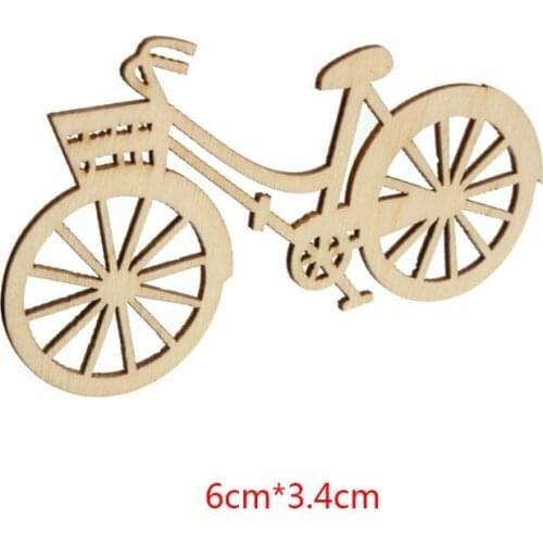 594C 10pcs Wooden Bicycle Bike Cutout Veneers Slices DIY Crafting Ornament Theme Wedding Party Home Decoration Gift