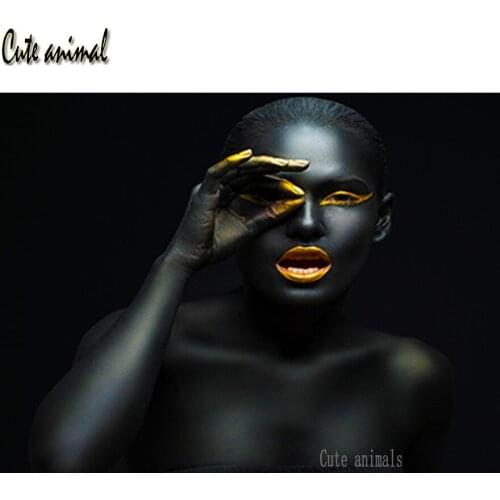 5d Diamond Painting Black gold nude African art woman Diamond Embroidery Full Square Round Drill Cross Stitch Kit Diy decor 2020