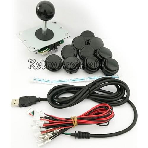 Arcade Raspberry Pi 1 2 3 Project Arcade Push Buttons + 5 Pin Arcade Stick + USB Encoder Board Replace Sanwa Button Joystick DIY