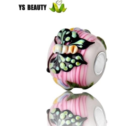 Lampwork glass bead 925 silver core big hole beads DIY beaded bracelet with bead personality with sterling silver bracelet