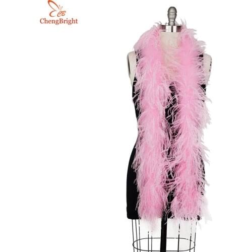 ChengBright 2 Yards/Lot 2 Layer Natural Pink Fluffy Ostrich Feathers Boa Costumes/Trim For Party/Costume/Shawl/ Ostrich Plume