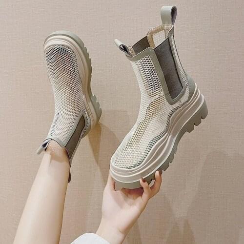 Designer Brand Luxury Women Shoes Womens Platform Heels Summer Women Boot Mesh Modern Boots Comfortable Flat Zapatos De Mujer