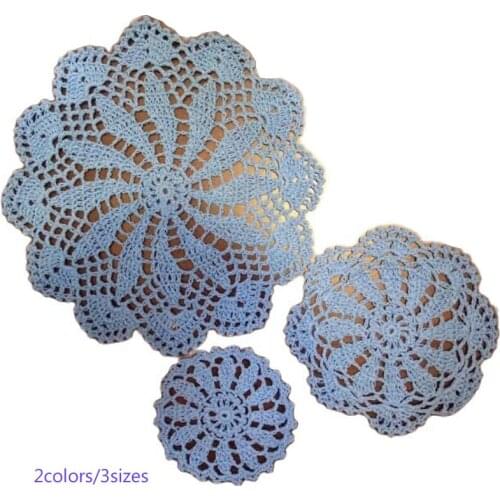 HOT Lace cotton placemat cup coaster mug kitchen dish dining table place mat cloth Crochet tea coffee doily Christmas dinner pad